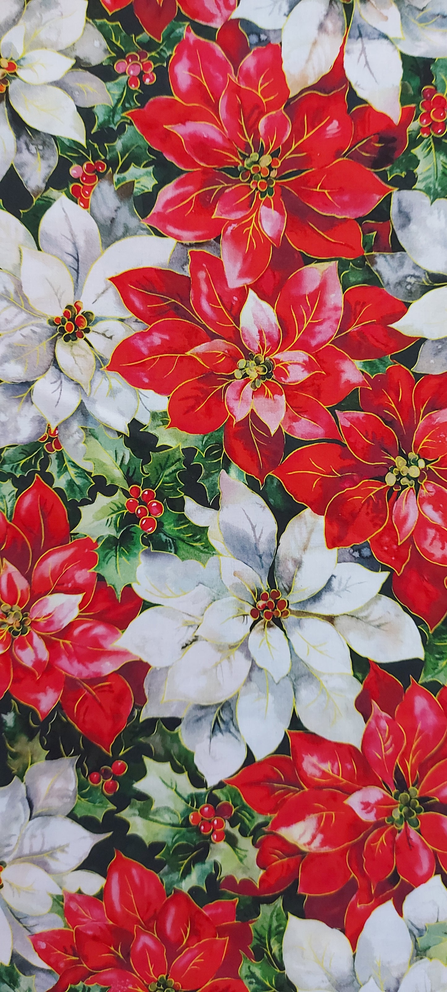 Noel - Poinsettias & Holly