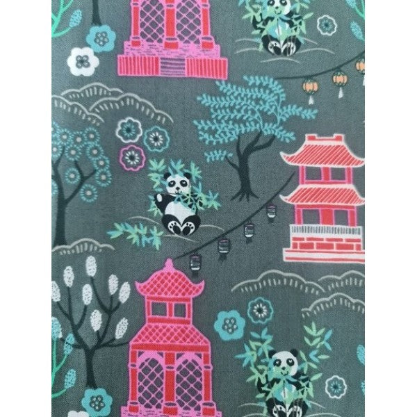 Panda - Pink - Grey background