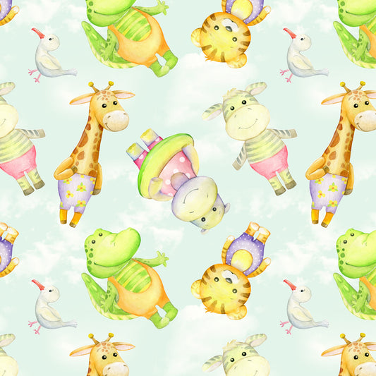 Backing Fabric - Cozy Snuggles - Animals - Mint