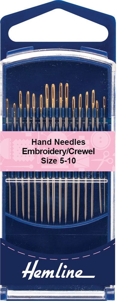Gold-Eye Embroidery/Crewel Hand Needles, 16 Pack, Size 5-10