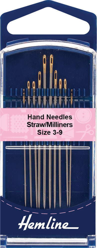 Gold-Eye Straw/Milliners Hand Needles, 10 Pack, Size 3-9