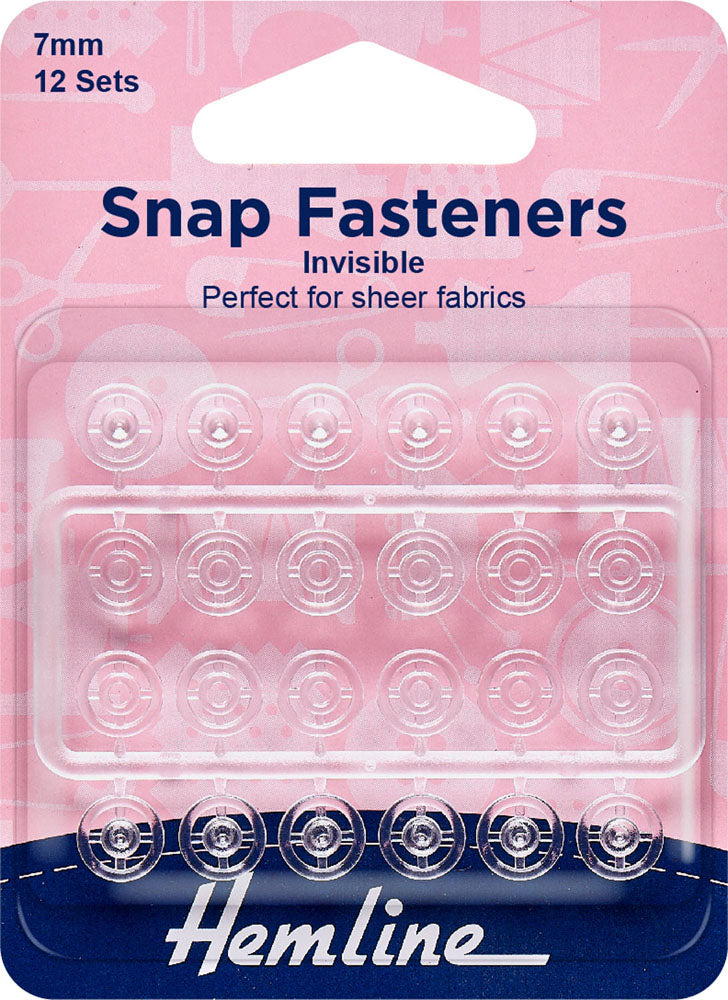 7mm Snap Fasteners Sew-On, Clear