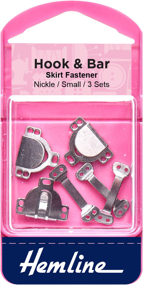 Hook and Bar Small Skirt Fasteners Set, 3 Piece, Nickel
