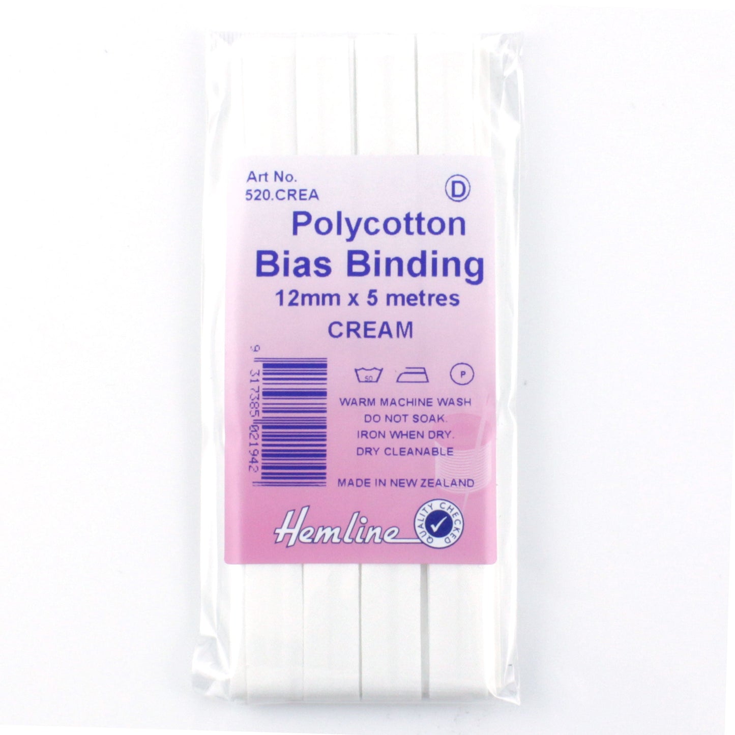 Polycotton Bias Binding Tape, Cream - 12mm x 5m