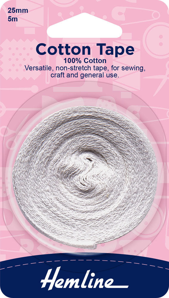 Cotton Tape, White 25mm
