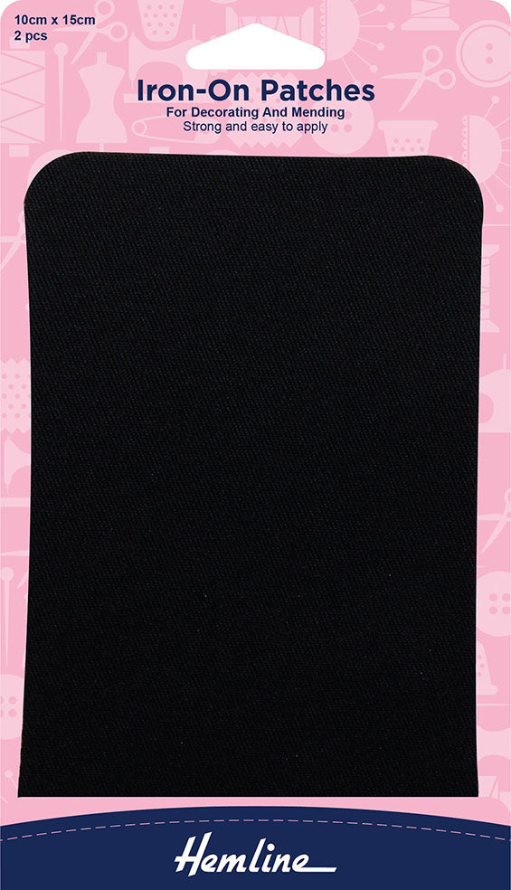 Iron-On Patches Polycotton Twill, Black