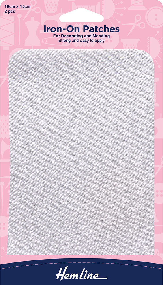 Iron-On Patches Polycotton Twill, White