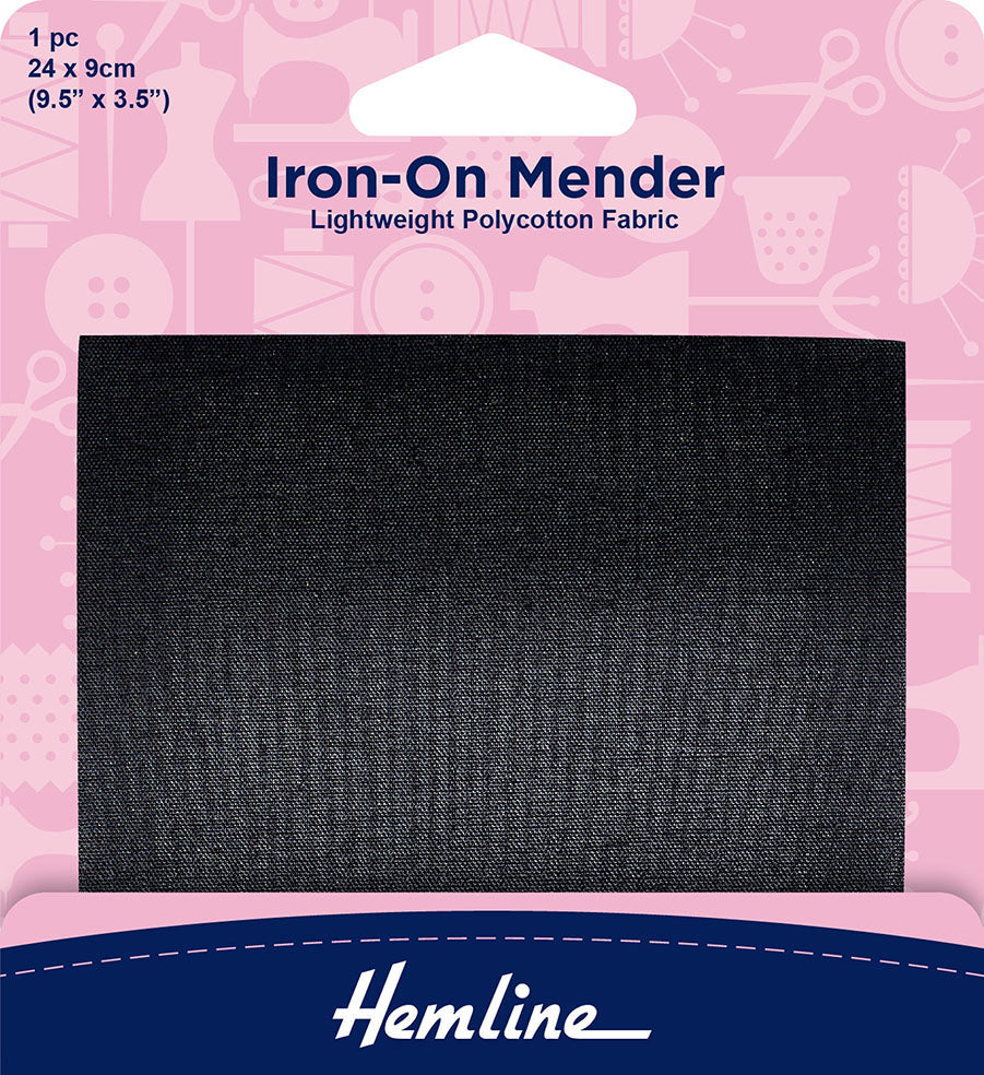 Iron-On Mender Polycotton Fabric Patch, Black