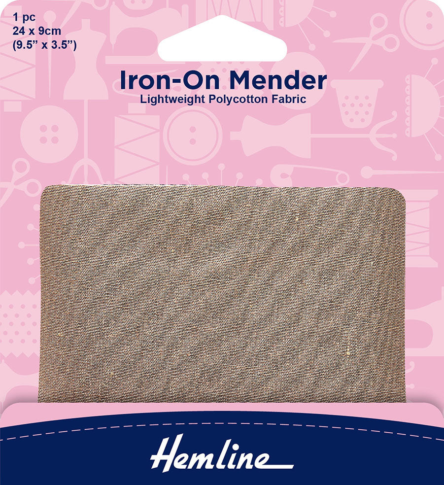Iron-On Mender Polycotton Fabric Patch, Fawn
