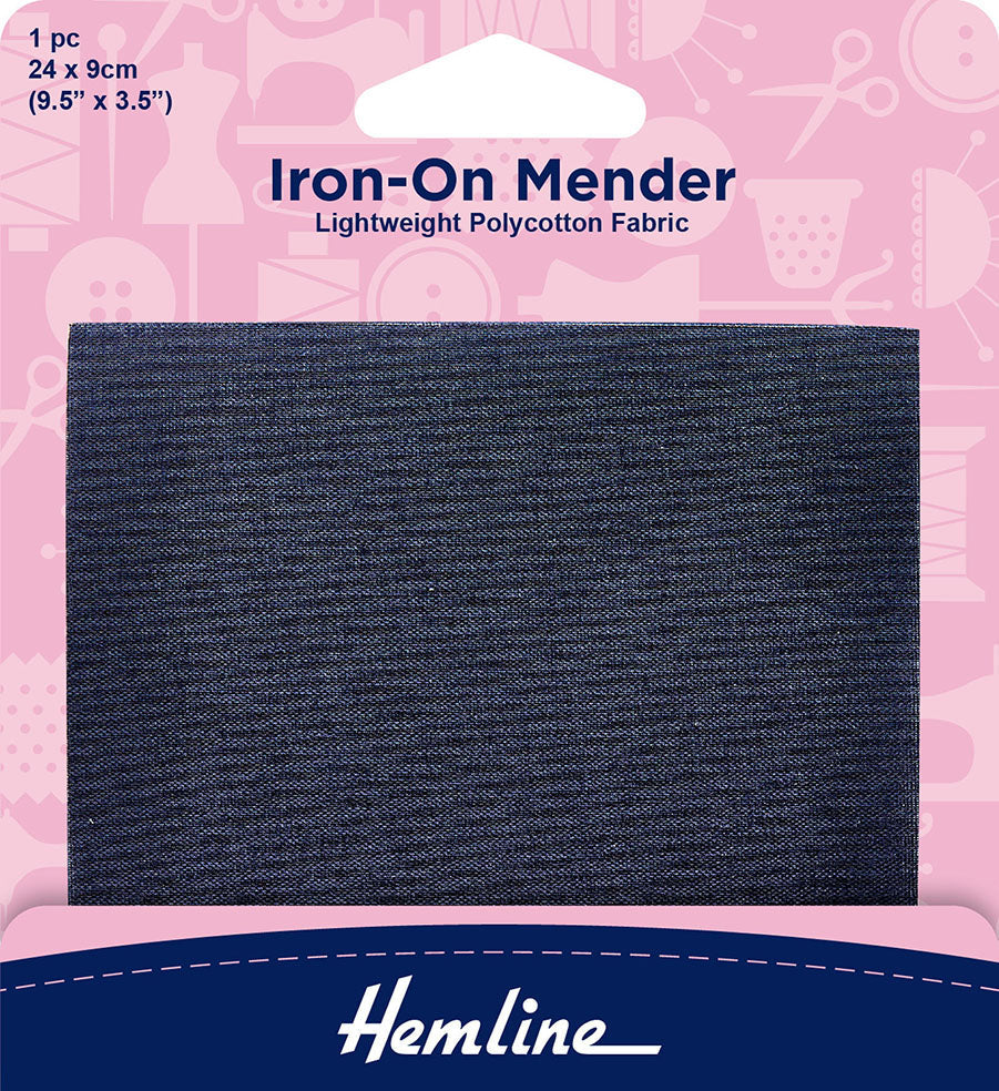 Iron-On Mender Polycotton Fabric Patch, Navy