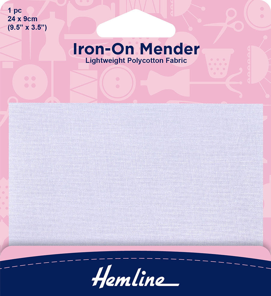 Iron-On Mender Polycotton Fabric Patch, White