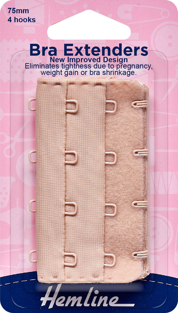 Bra Back Extender 4 Hook, 75mm Nude