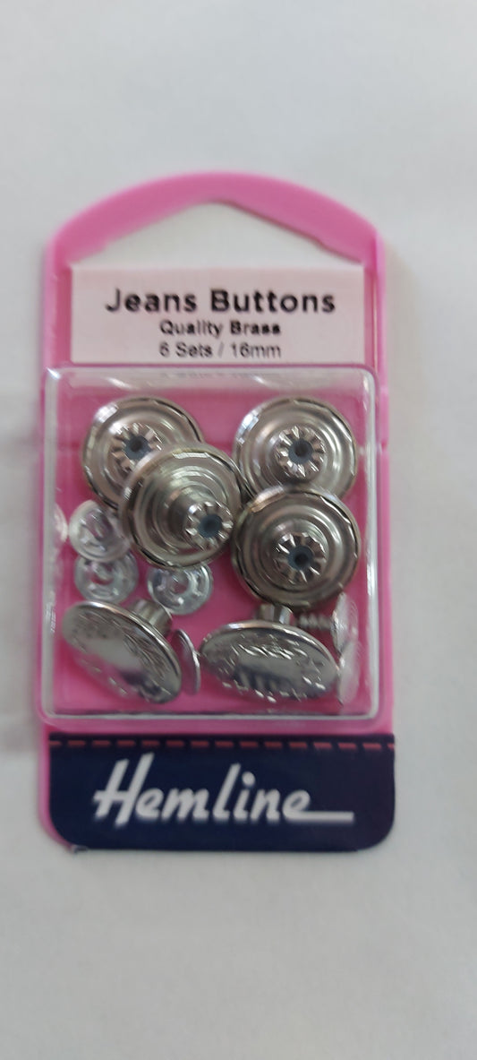 Jeans Button, Star Brass 16mm - 6 sets