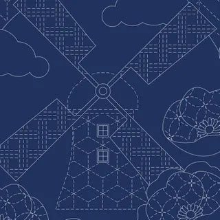 SASHIKO - LITTLE SCENES - NAVY - PANEL