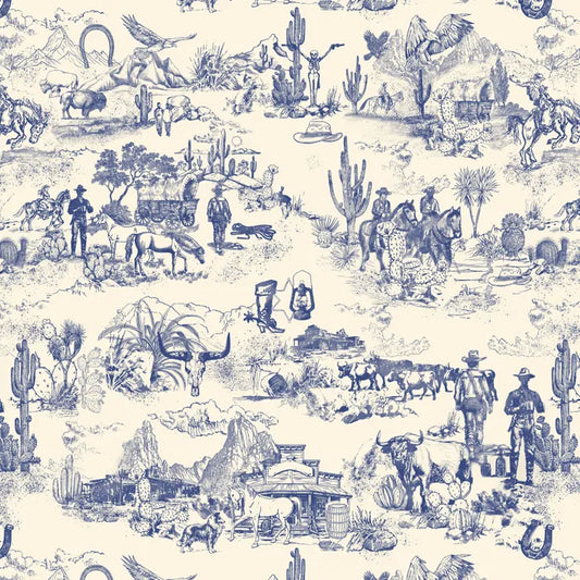 TOILE DE JOUY - COWBOY - BLUE