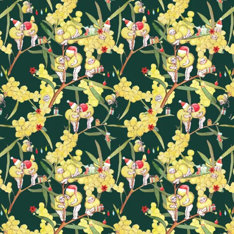 MAY GIBBS - XMAS - BLOSSOM BABIES - DARK GREEN