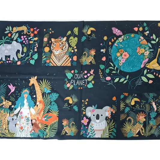 Our Planet - Navy Jungle Panel