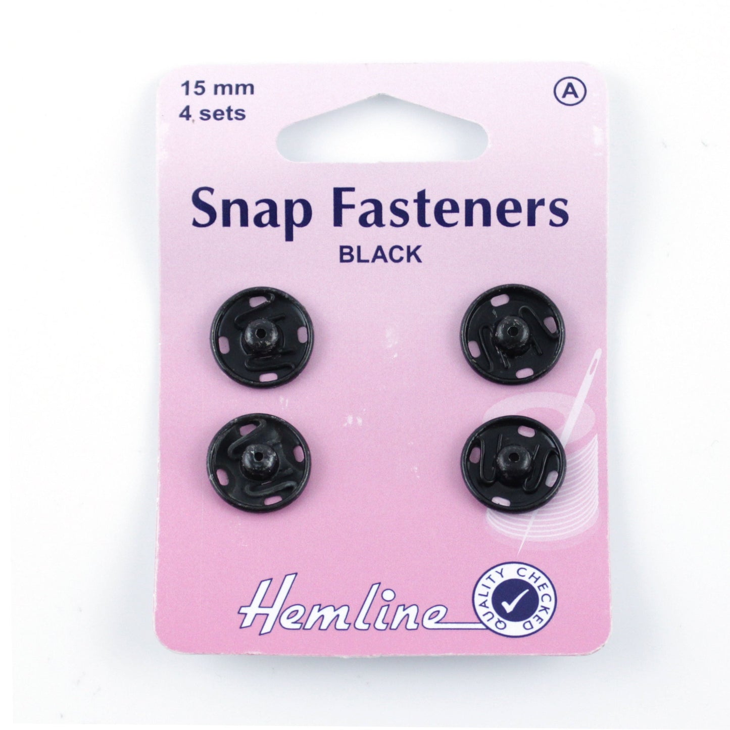 15mm Sew-On Snap Fasteners, Black