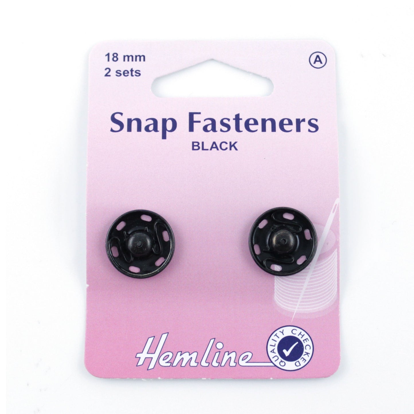 18mm Sew-On Snap Fasteners, Black