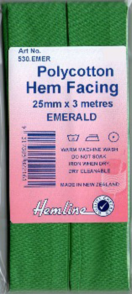 Bias Hem Facing Binding Tape, Emerald