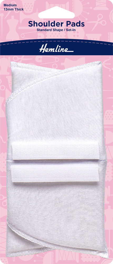 Standard Set-In Shoulder Pads, 1 Pair, Medium, White