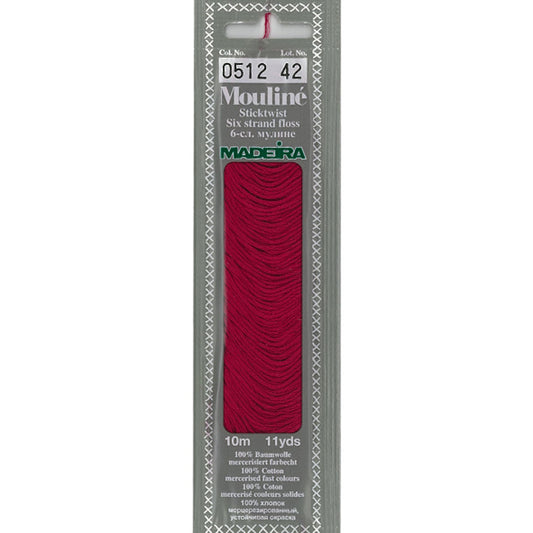 Mouline 6 Stranded Cotton Embroidery Floss, 0512 Dark Red