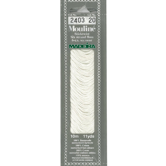 Mouline 6 Stranded Cotton Embroidery Floss, 2403 Off White