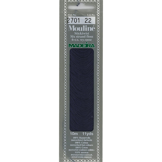 Mouline 6 Stranded Cotton Embroidery Floss, 2701 Dark Blue